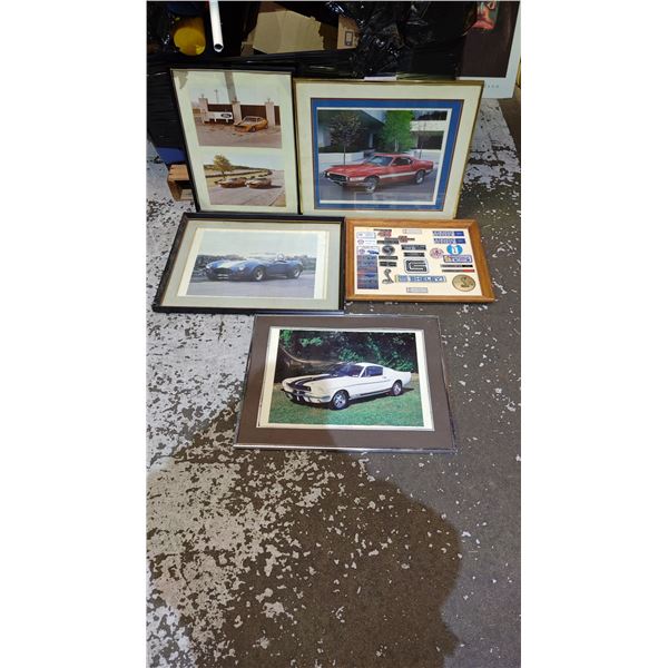 ASSORTED FRAMED CAR PRINTS & PHOTOS