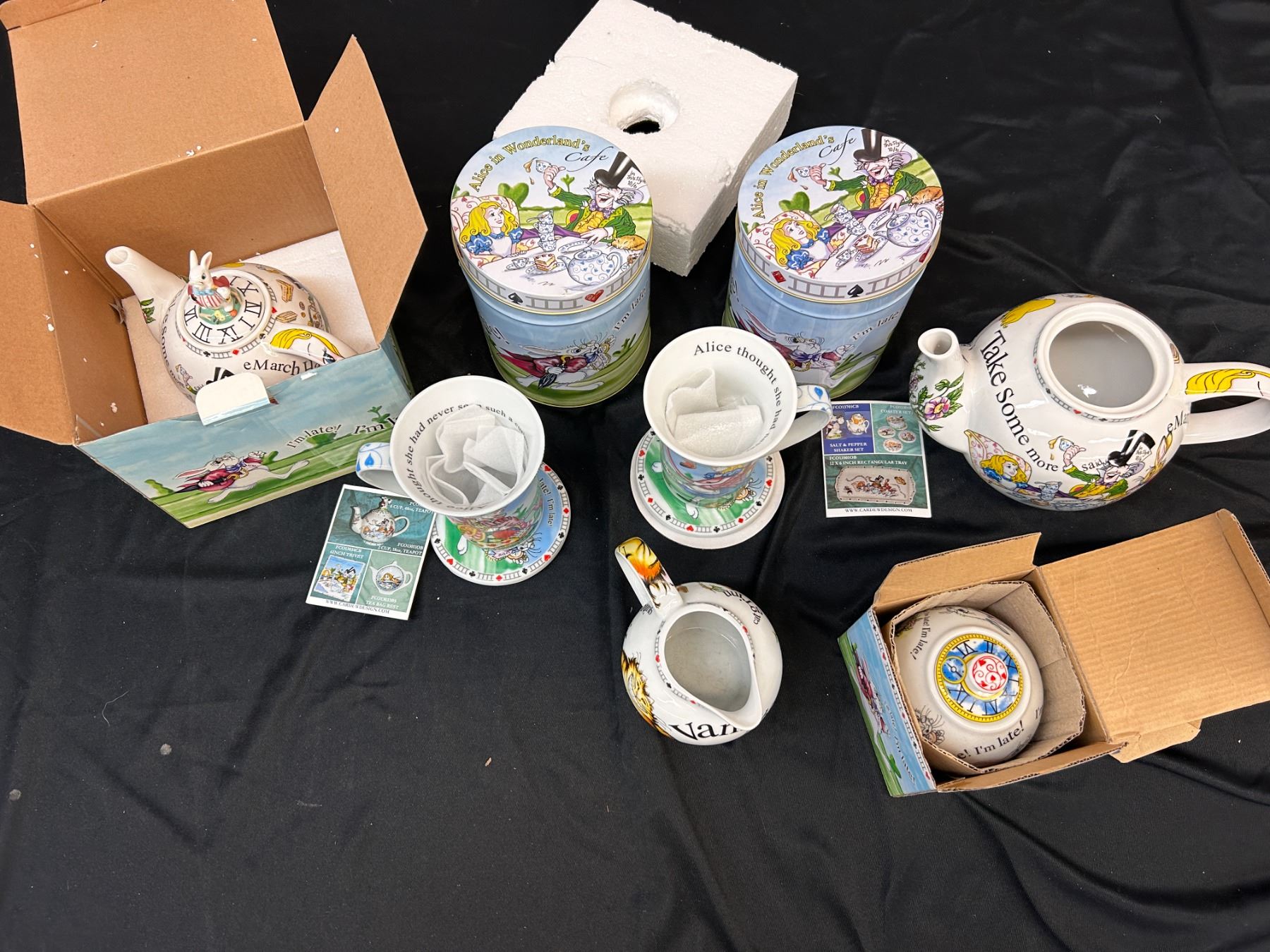 Alice in Wonderland Tea Set, Tea Pots Various Sizes, Mugs, Coasters ...
