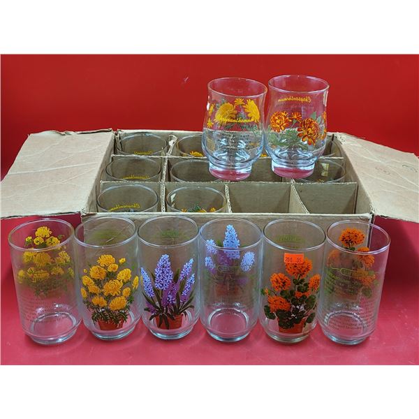Lot of Assorted VTG Flower of the Month & Seasonal Flower Glass Tumblers
