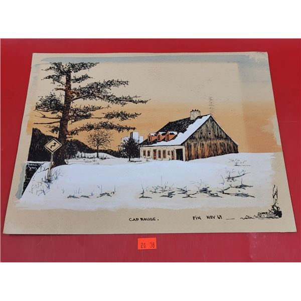 Original 1969 "Cap Rouge" Watercolor Painting by Fin