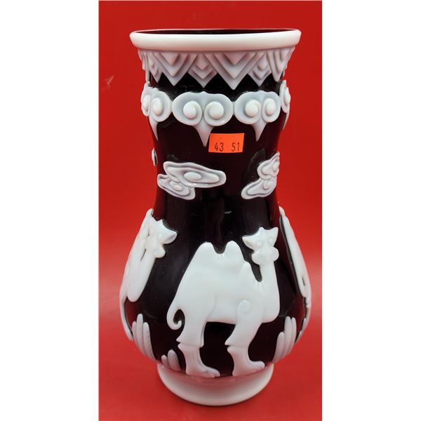 Black Camel & Cloud Relief Vase