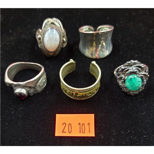 Lot of 5 Sterling Silver Rings