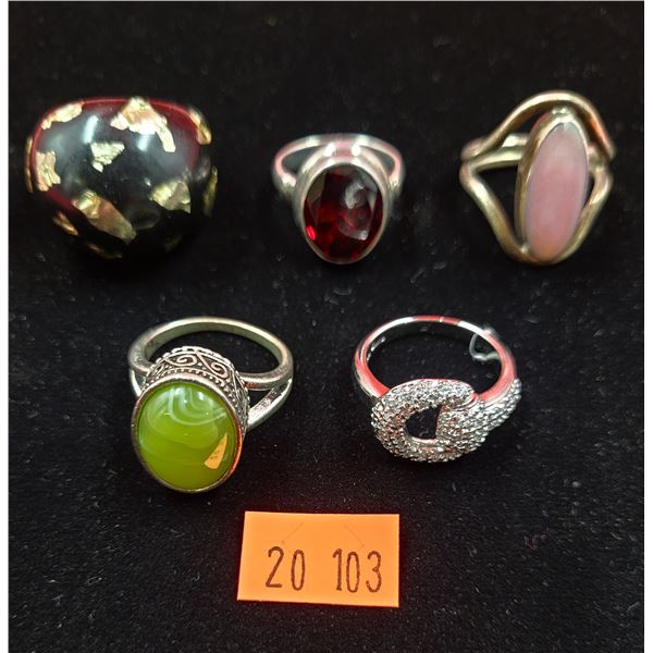 Lot of 5 Sterling Silver Rings