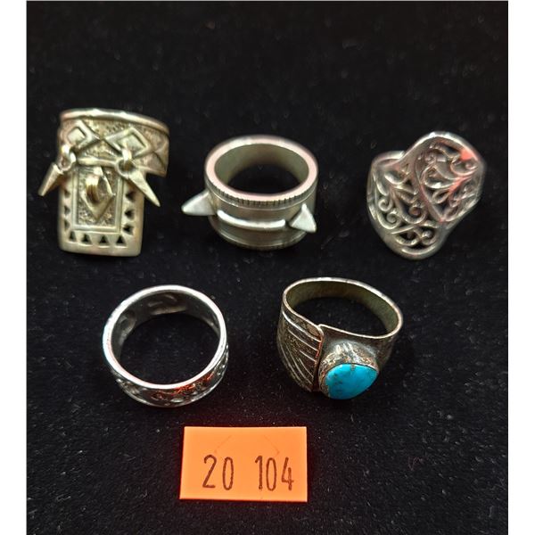 Lot of 5 Sterling Silver Rings