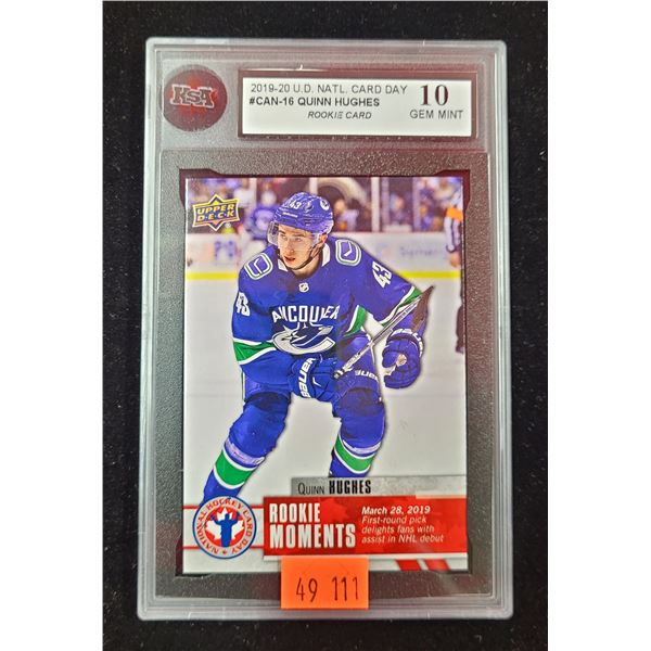 KSA Graded Quinn Hughes Rookie Card