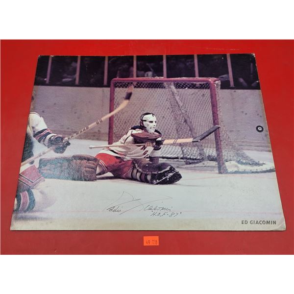 VTG Ed Giacomin Autographed Hockey Picture