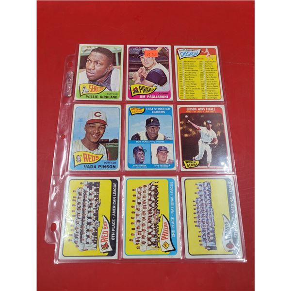 Sheet of VTG Baseball Cards (Pinson, Kirkland, etc.)