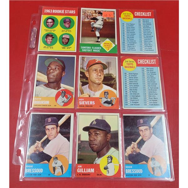 Sheet of VTG Baseball Cards (Bressoud, Gilliam, Robinson, etc.)