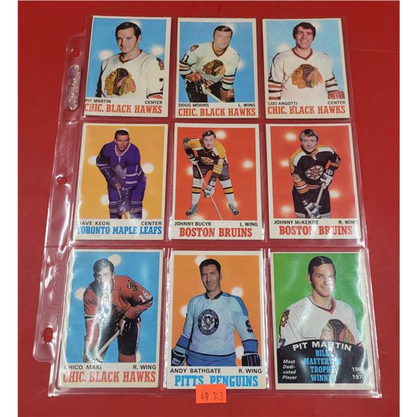 Sheet of VTG Hockey Cards (Keon, Maki, Martin, etc.)