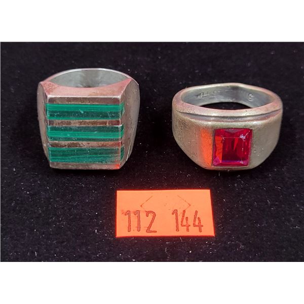 2 Sterling Silver Rings w/ Coloured Stones