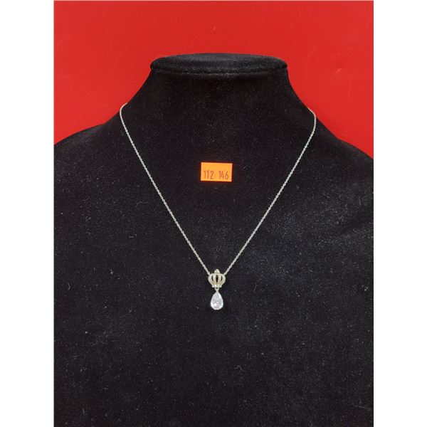 Sterling Silver Necklace w/ Sterling Crown Pendant
