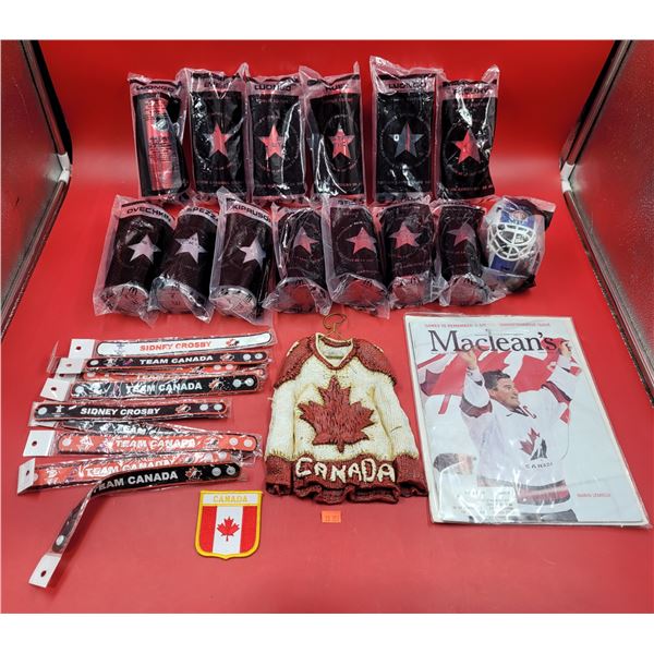 Hockey Collectibles Lot w/ McDonald's x NHL Star Sticks, Wristbands, & More