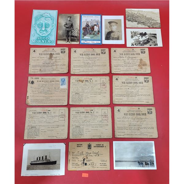 Lot of Assorted War Ration Books & Militaria Photographs