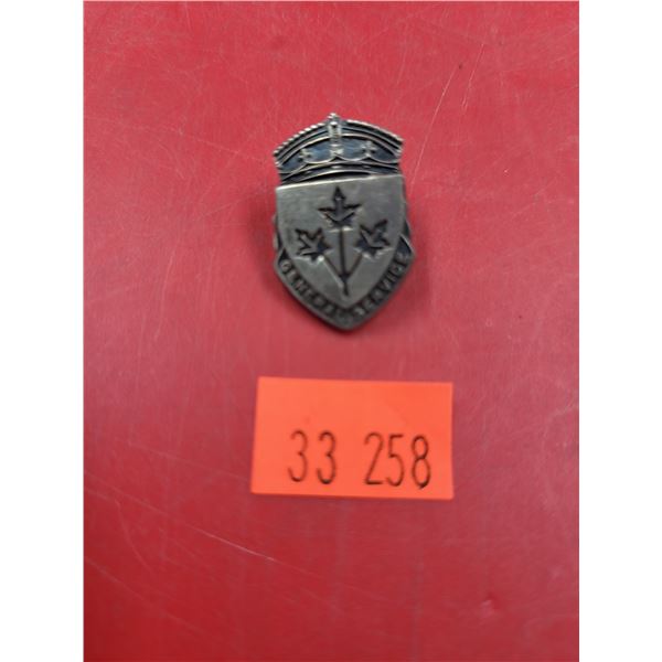 Sterling Silver Canadian Government General Service Pin