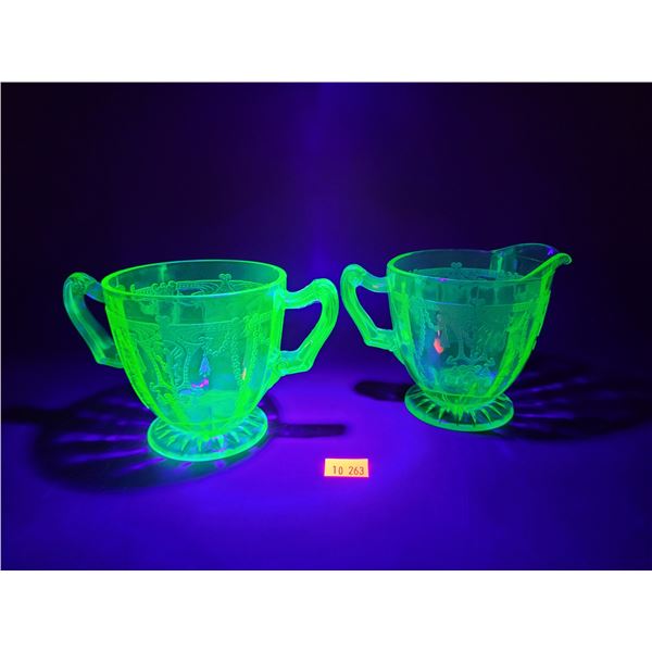 Uranium Glass Creamer & Sugar Dishes