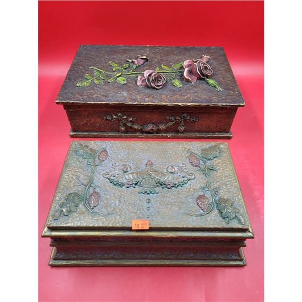 2 VTG Embossed Trinket/Jewelry Boxes