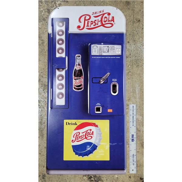 Tin Pepsi-Cola Vending Machine Advertising Sign