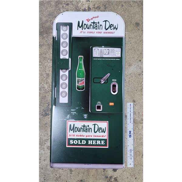 Tin Mountain Dew Vending Machine Advertising Sign