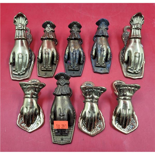 Lot of Victorian-Style Brass Hand Clips (Made in Canada, Japan, etc.)