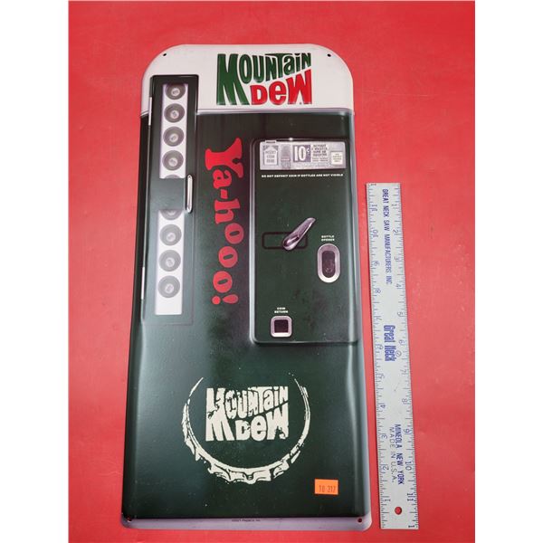 Tin Mountain Dew Vending Machine Advertising Sign