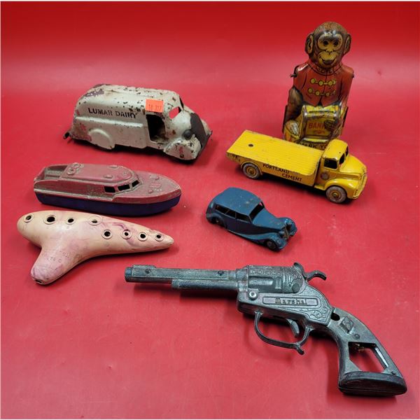 VTG Toy Lot w/ Dinky Truck Made in England, Cap Gun, & More
