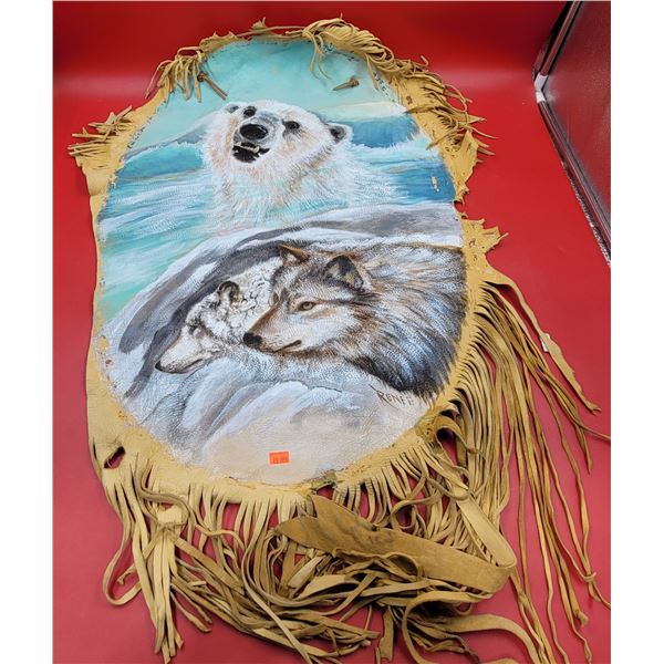 Indigenous Tasseled Leather Painting