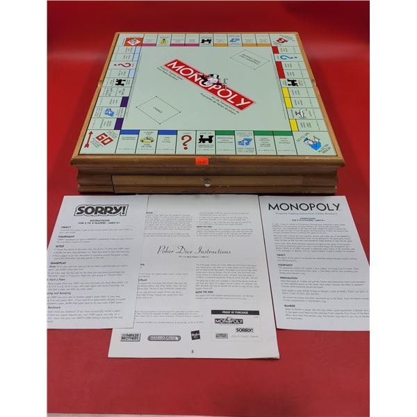 Game Board w/ Monopoly, Sorry, Checkers, & More