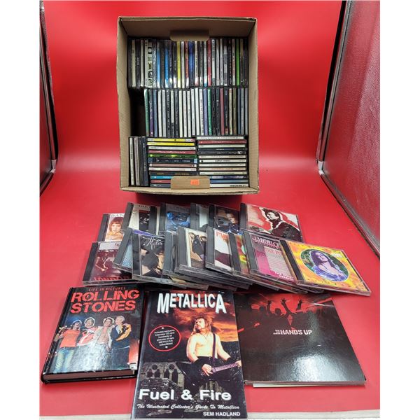 Lot of Assorted CDs & 2 Music Books (Rolling Stones, Metallica)