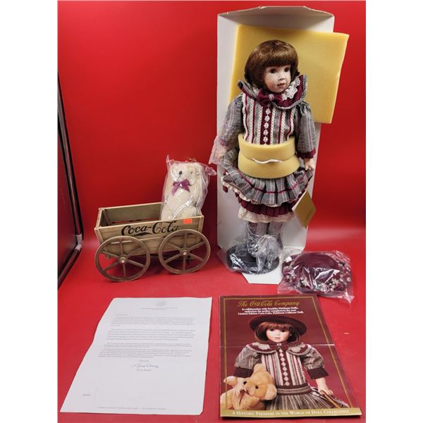 Limited Edition Coca-Cola Heirloom Collector Doll w/ Wagon & Bear