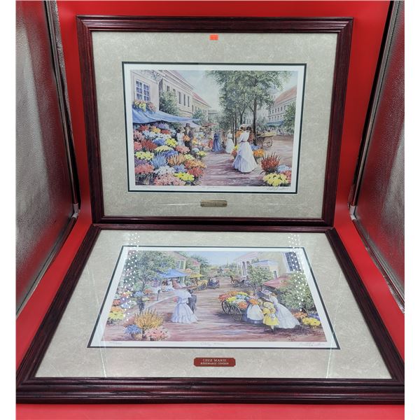 Framed & Signed "La Jardiniere" & "Chez Marie" Prints by Rosemarie Condon w/ COAs