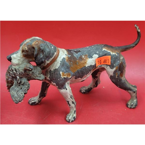 Cast Iron Hunting Dog & Bird Figurine