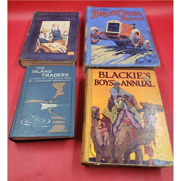 4 VTG Books (Boy's/Girl's Annuals & The Island Traders)
