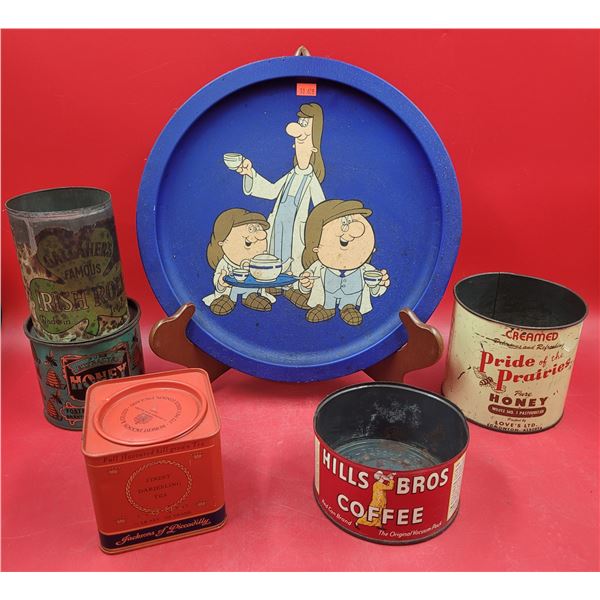 VTG Kitchen Tins & Tetley Tea Tray