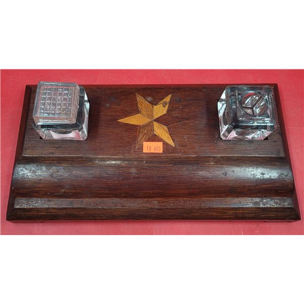 Wooden Star Double Inkwell