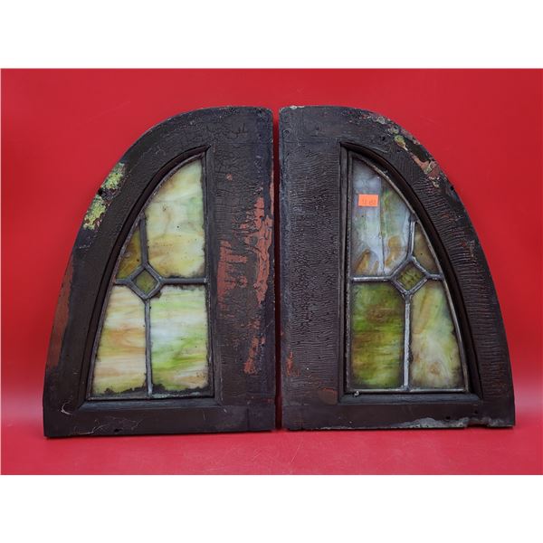 Pair of Victorian Stained Glass Windows
