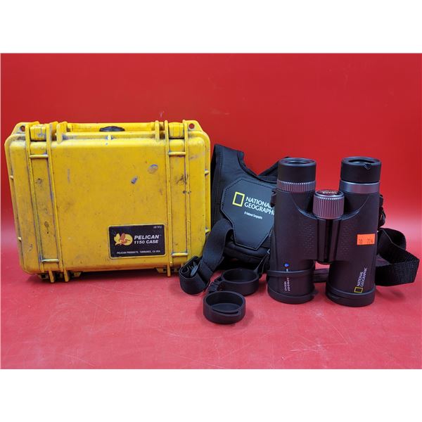 Pelican 1150 Case Made in USA & National Geographic Waterproof Binoculars w/ Case