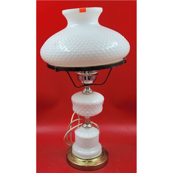 VTG Milk Glass Hobnail Table Lamp