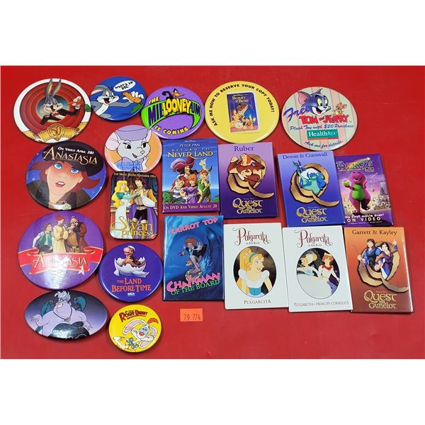 Lot of VTG Cartoon Film Promo Pins