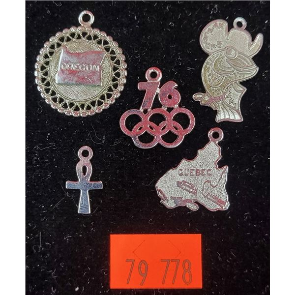5 Sterling Charms w/ 1976 Olympics Charm
