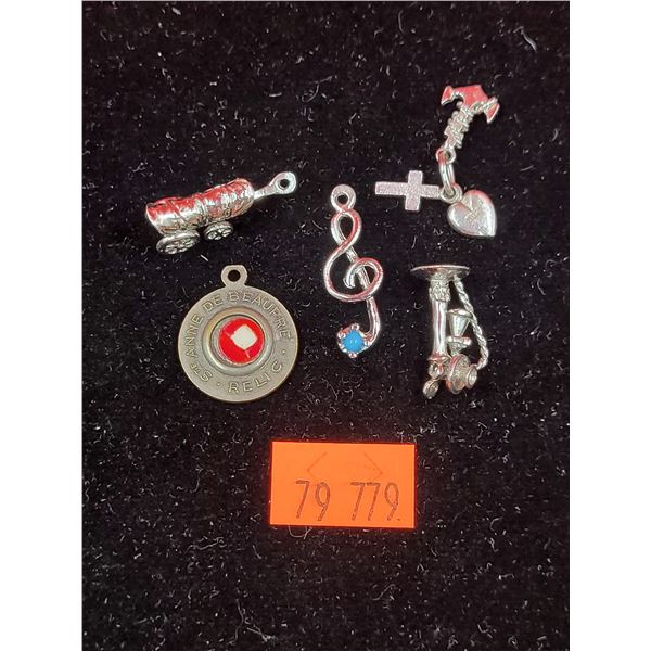 5 Sterling Charms w/ Chuck Wagon Charm