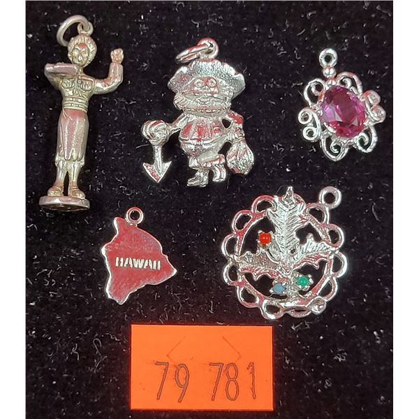 5 Sterling Charms w/ Pirate Charm