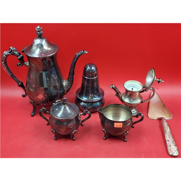 VTG "Leonard" Silver-Plated Tea Set & Candleholder