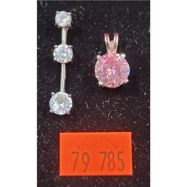 2 Stone Set Sterling Silver Pendants