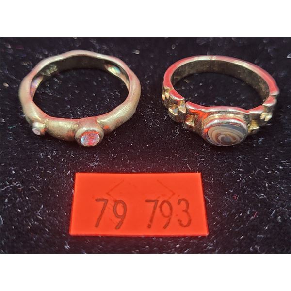 2 VTG Gold Coloured Rings (1 Marked .925)