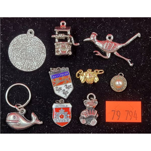 Lot of Assorted VTG Charms (Some Marked Silver)