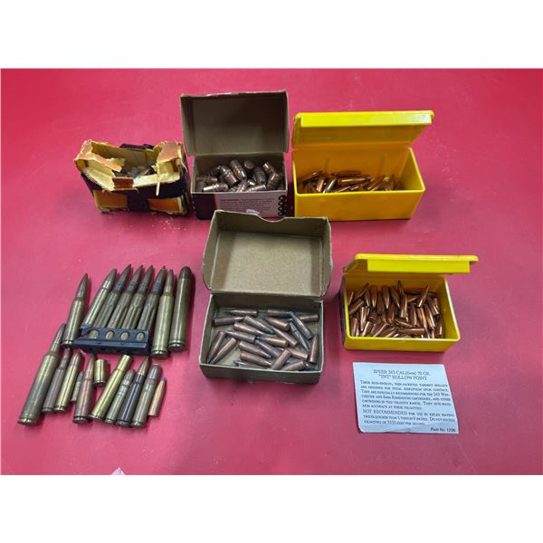 Assorted Bullets: .243 Hollow Points, .308 Spitzer Boat Tails, Hornady XTP, & More