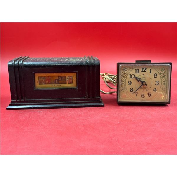 2x Vintage Table Top Clocks: Westclox & Tele-Vision Clock Corp
