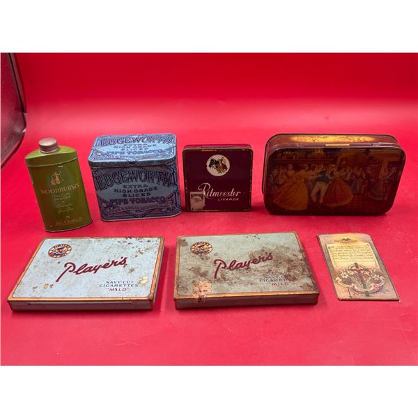 Assorted Vintage Tins: Players Cigarettes, Edgeworth, Ritmeester, & More
