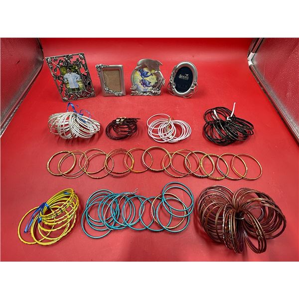 4x Pewter Picture Frames & Assorted Bangles