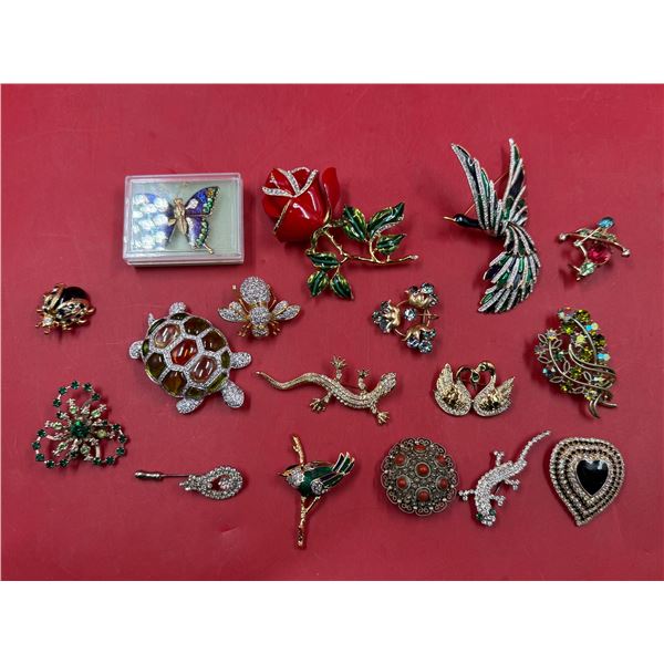 Vintage Brooches: Heart, Animals, Rose, Bugs, & More